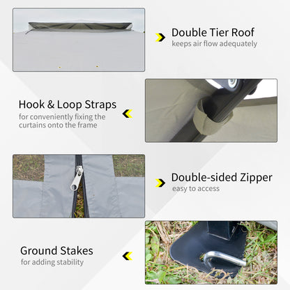 Outsunny Foldable Pop-up Party Tent Instant Canopy Sun Shade Gazebo Shelter Steel Frame Oxford w/ Roller Bag, 3.6 x 3.6 x 2.9(m)