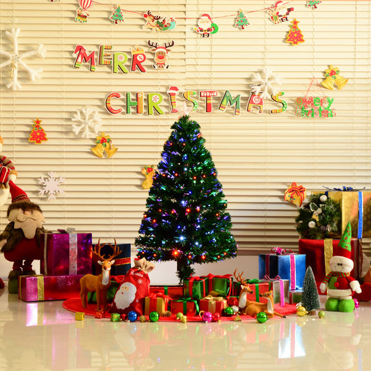 4ft Pre Lit Christmas Tree Artificial Tree with Multi-Coloured Fibre Optic LED Light 4ft - 120cm