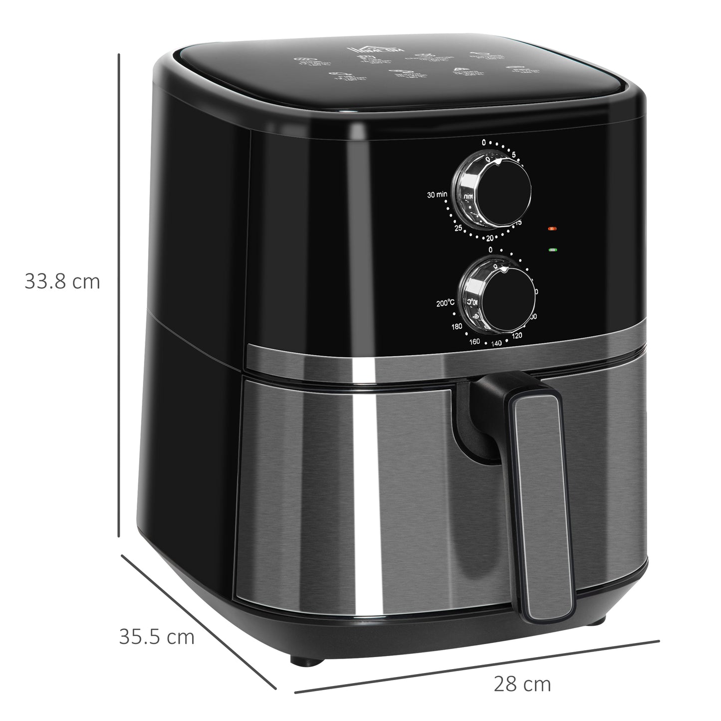 Air Fryers 1500W 4.5L Air Fryers Oven with Rapid Air Circulation, Adjustable Temperature, Timer and Nonstick Basket, Black