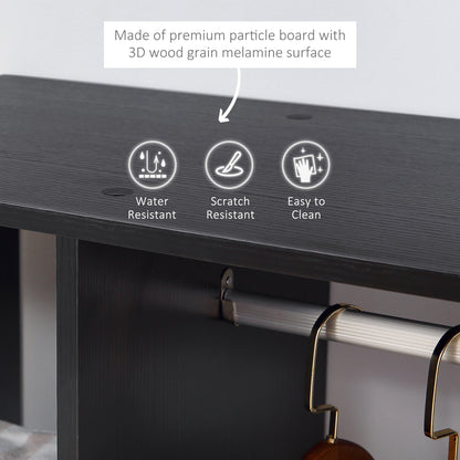 Open Wardrobe With Hanging Rail, Storage Shelves And Wheels Bedroom - Black