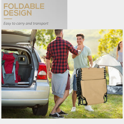 Outsunny Folding Sun Lounge With 5 Level Reclining Back, Tanning Chair With Reading Hole, Lounger with Side Pocket, Headrest - Beige