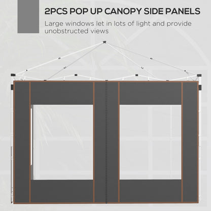 Outsunny Gazebo Side Panels, 2 Pack Sides Replacement, for 3x3(m) or 3x6m Pop Up Gazebo, with Doors and Windows, Grey