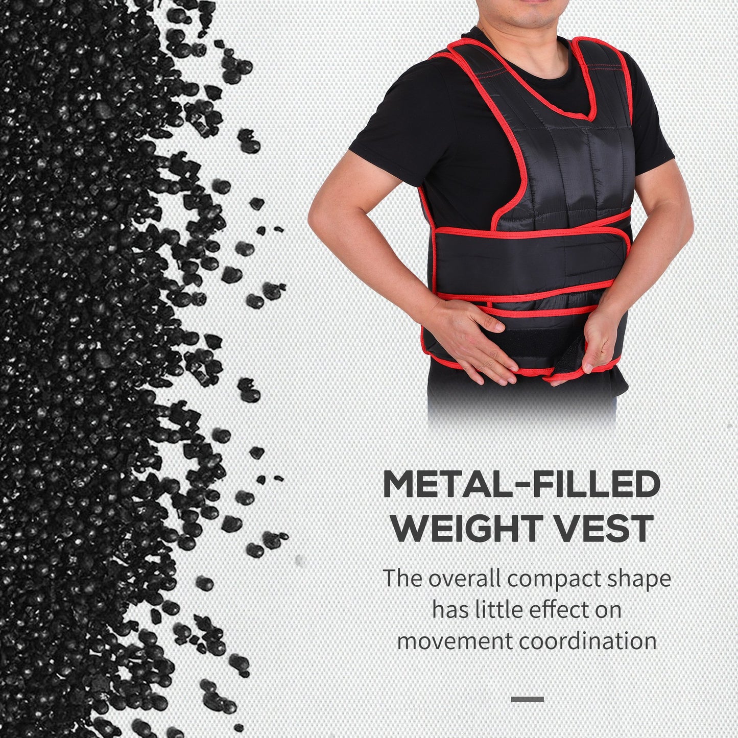20kg Metal Sand Weight Adjustable Unisex Trainer Fitness Training Vest Black/Red