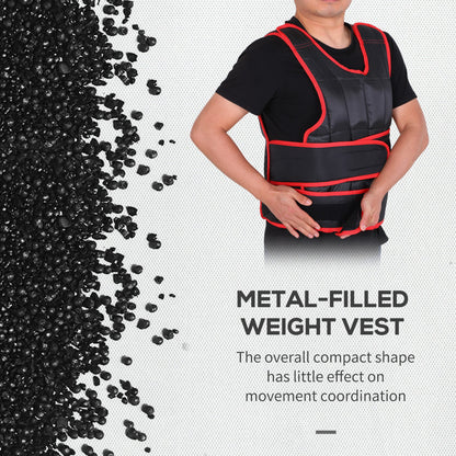 20kg Metal Sand Weight Adjustable Unisex Trainer Fitness Training Vest Black/Red
