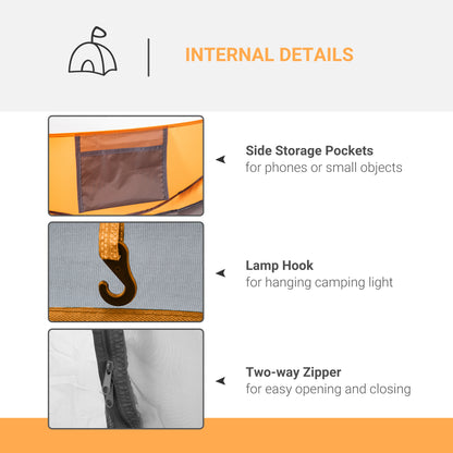 Outsunny 4-5 Person Pop-up Camping Tent Waterproof Family Tent w/ 2 Mesh Windows & PVC Windows Portable Carry Bag for Outdoor Trip