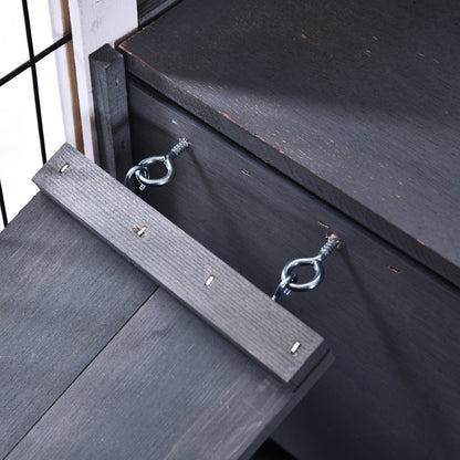 PawHut Rabbit Home Indoor Fir Wood Lift-Top Hutch Grey