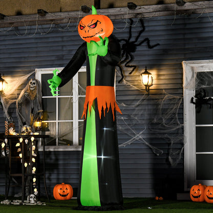 9FT Inflatable Halloween Pumpkin Ghost with Build-in LED,  Outdoor Lighted Blow Up Inflatables