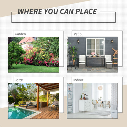 Outsunny 4-Seater Rattan Garden Furniture Space-saving Wicker Weave Sofa Set Conservatory Dining Table Table Chair Footrest Cushioned Grey