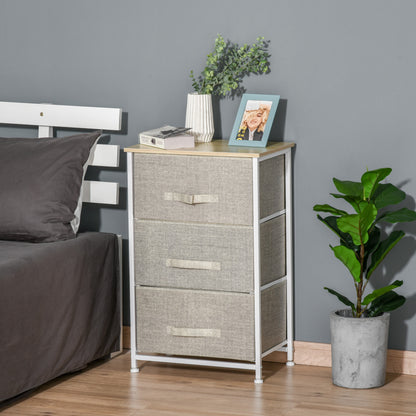 Vertical 3-Tier Linen Drawer Cabinet Organizer Storage Dresser Tower with Metal Frame Adjustable Feet for Living Room, Bathroom, Kitchen