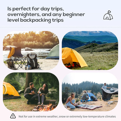 Outsunny 5-6 Man Dome Camping Tent Hiking Shelter UV Protection Water Resistant Tunnel Sun Shade - Grey