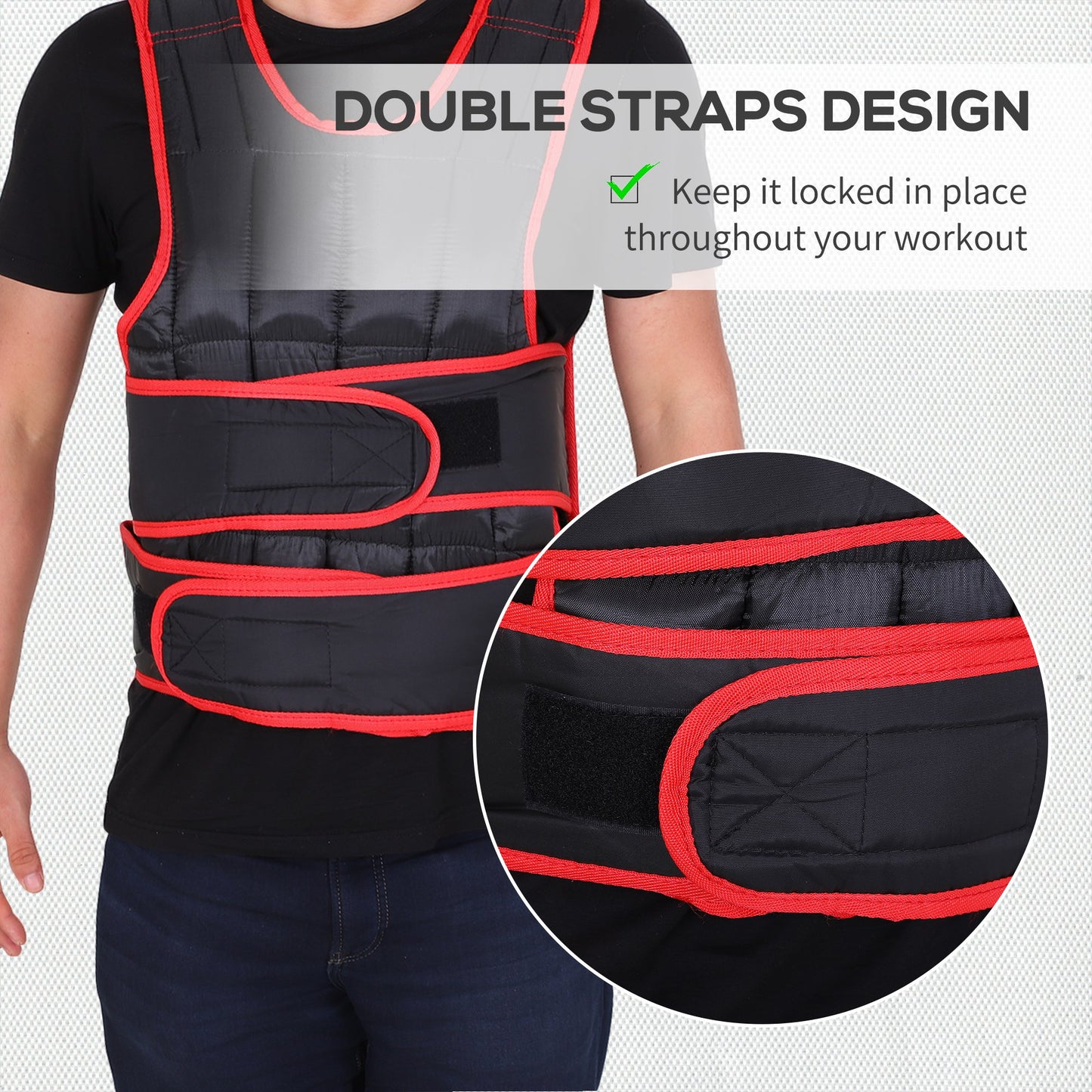 20kg Metal Sand Weight Adjustable Unisex Trainer Fitness Training Vest Black/Red