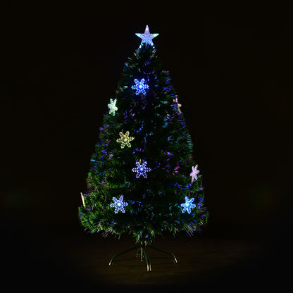 4ft Prelit Christmas Tree Artificial Tree 120cm With Show Flakes Lights, Green