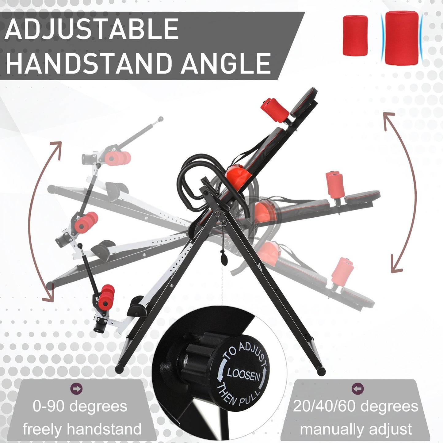 Steel Adjustable Gravity Inversion Table Red / Black