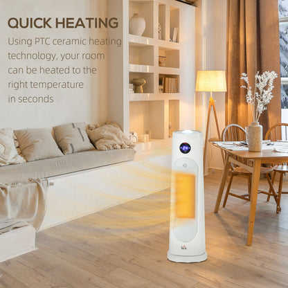 Electric Space Heater, Portable Fan Heater, Low Energy 2000W PTC Ceramic Heater w/ Thermostat, Timer, Overheat & Tip-over Protection