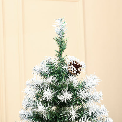 6FT Artificial Christmas Tree With Pine Cones, Holiday Home Decoration Automatic Open, Green
