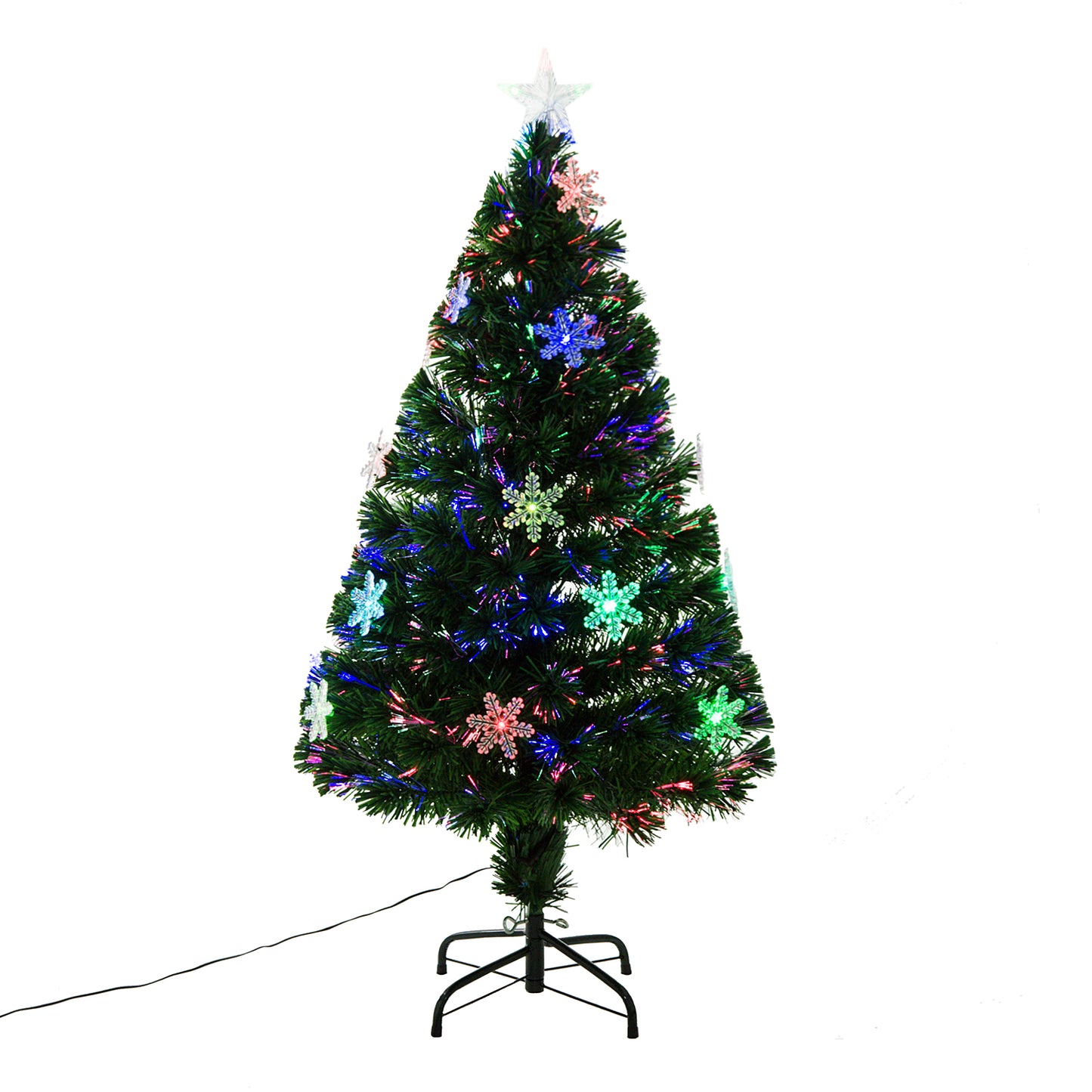 4ft Prelit Christmas Tree Artificial Tree 120cm With Show Flakes Lights, Green