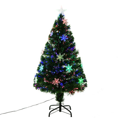 4ft Prelit Christmas Tree Artificial Tree 120cm With Show Flakes Lights, Green