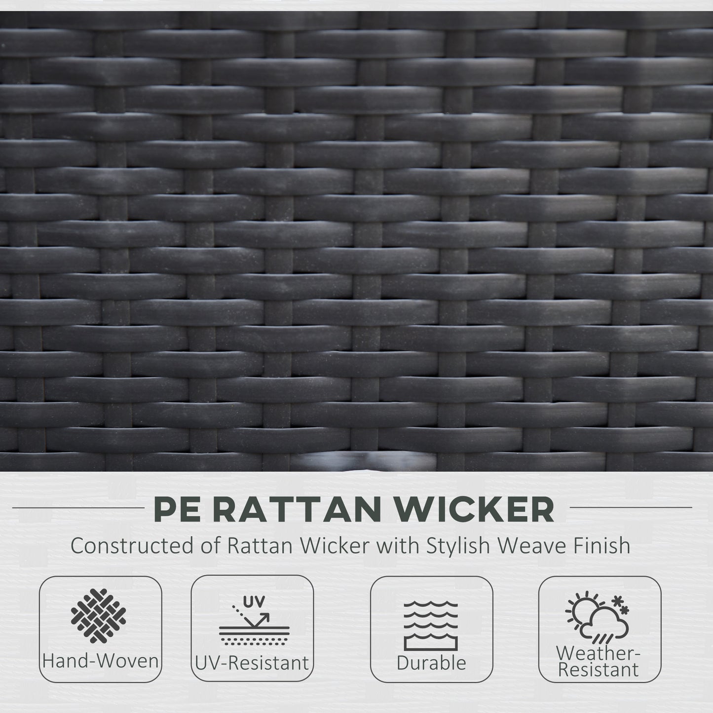 Outsunny 7 Piece Garden Rattan Furniture Set Outdoor Sectional Wicker Weave Sofa Seat Coffee Table w/ Cushion and Pillow Buckle Structure Dark Coffee