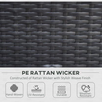 Outsunny 7 Piece Garden Rattan Furniture Set Outdoor Sectional Wicker Weave Sofa Seat Coffee Table w/ Cushion and Pillow Buckle Structure Dark Coffee