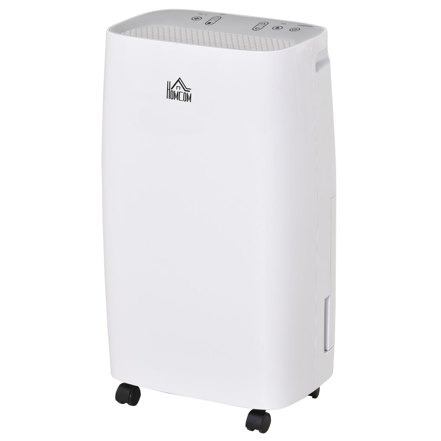 12L/Day Portable Dehumidifier for Home w/ 24H Timer, Humidity Display, 2 Speed Modes, 2500ml Electric Air Dehumidifier w/ Four Wheels, White