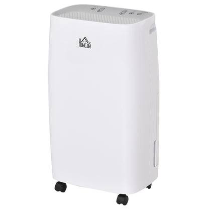 12L/Day Portable Dehumidifier for Home w/ 24H Timer, Humidity Display, 2 Speed Modes, 2500ml Electric Air Dehumidifier w/ Four Wheels, White