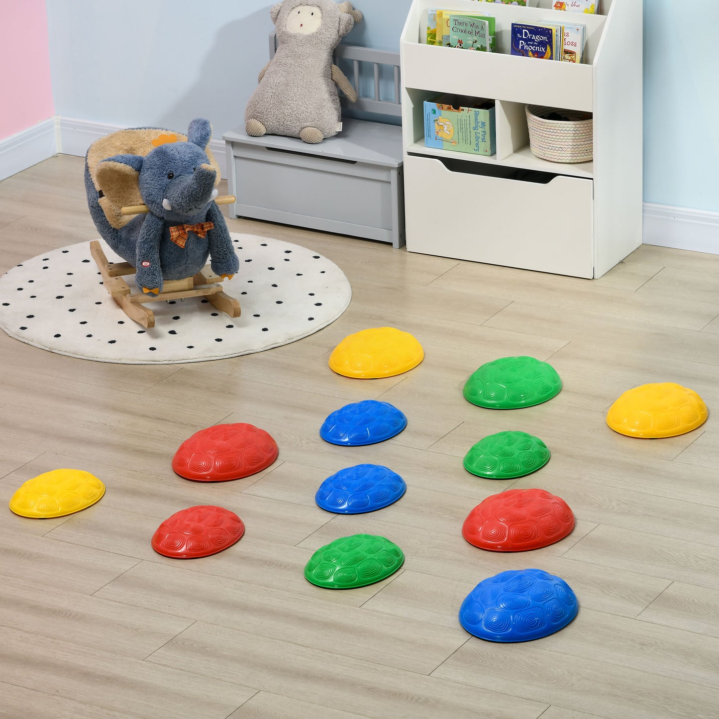 ZONEKIZ 8 Piece Kids Stepping Stones with Non-Slip Mats, Balance River Stones Indoor Outdoor Sensory Toys for 3-8 Years Old