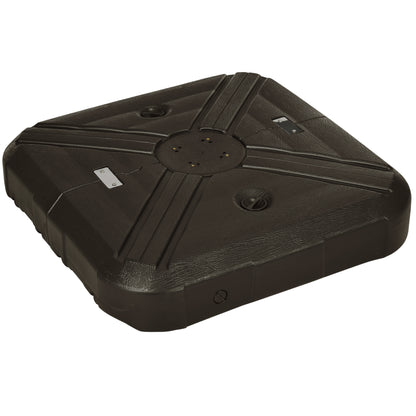 Outsunny Fillable Cantilever Parasol Base Weights with Steel Cross Base, Garden Umbrella Stand Weight, Wheels 19.5kg Sand or 17kg Water Filled Coffee