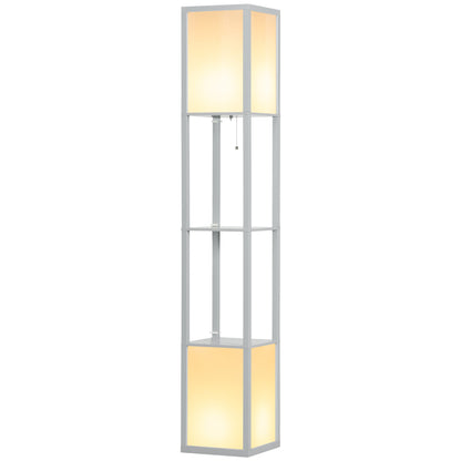 Modern Shelf Floor Lamp with Dual Ambient Light, Standing Lamp Living Room, Bedroom, 156cm, Grey