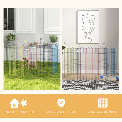 Pet Playpen | 6 Configurable Panels | Lockable Door | Indoor & Outdoor | Small Dogs, Cats, Rabbits & Small Pets | 60 x Ø120cm | Multicolour