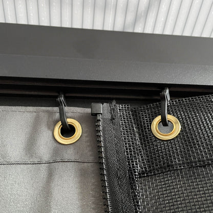 Outsunny 4 x 3.6m Hardtop Gazebo with UV Resistant Polycarbonate Roof & Aluminium Frame, Garden Pavilion with Mosquito Netting and Curtains