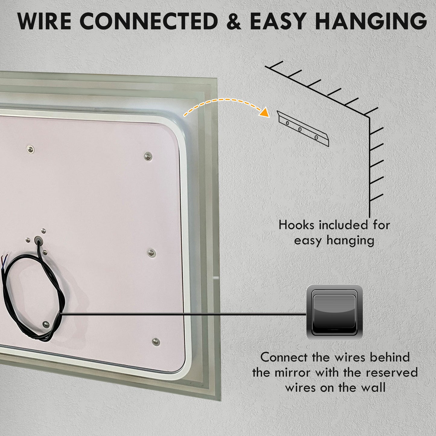Kleankin LED Bathroom Mirror with Lights, Illuminated Makeup Mirror, Vanity Mirror with 3 Colour, Smart Touch, Anti-Fog