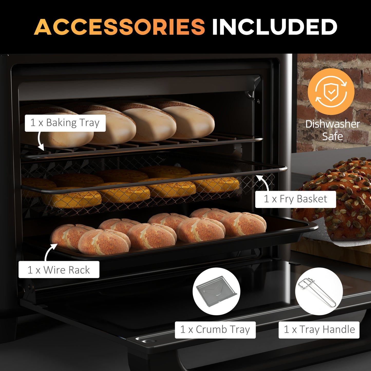 Retro Style Air Fryer Oven, 13L Mini Oven, Multifunction Countertop Convection Oven with 12 Presets, Adjustable Temp and Time, 1200W