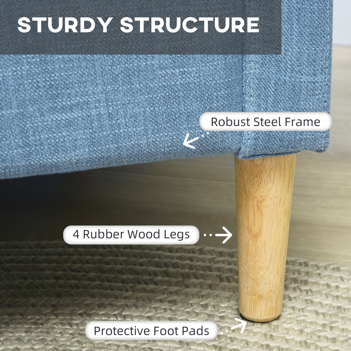 Modern Accent Chair, Comfy Fireside Chair, Upholstered Armchair for Living Room, Bedroom, Home Office, Light Blue