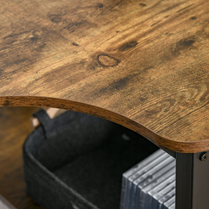 L-Shaped Computer Desk Home Office Corner Desk Study Workstation Table with 2 Shelves, Steel Frame, Rustic Brown