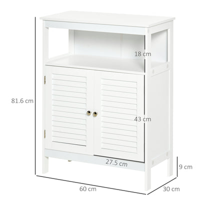 Kleankin Freestanding Bathroom Storage Cabinet Organizer Cupboard with Double Shutter Doors Wooden Furniture White