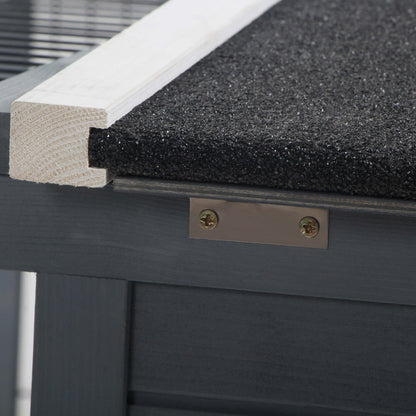 PawHut Rabbit Hutch Small Animal House Ferret Bunny Cage Duck House Rabbit Hideaway Chinchilla Cage Backyard with Openable Main House & Run Roof