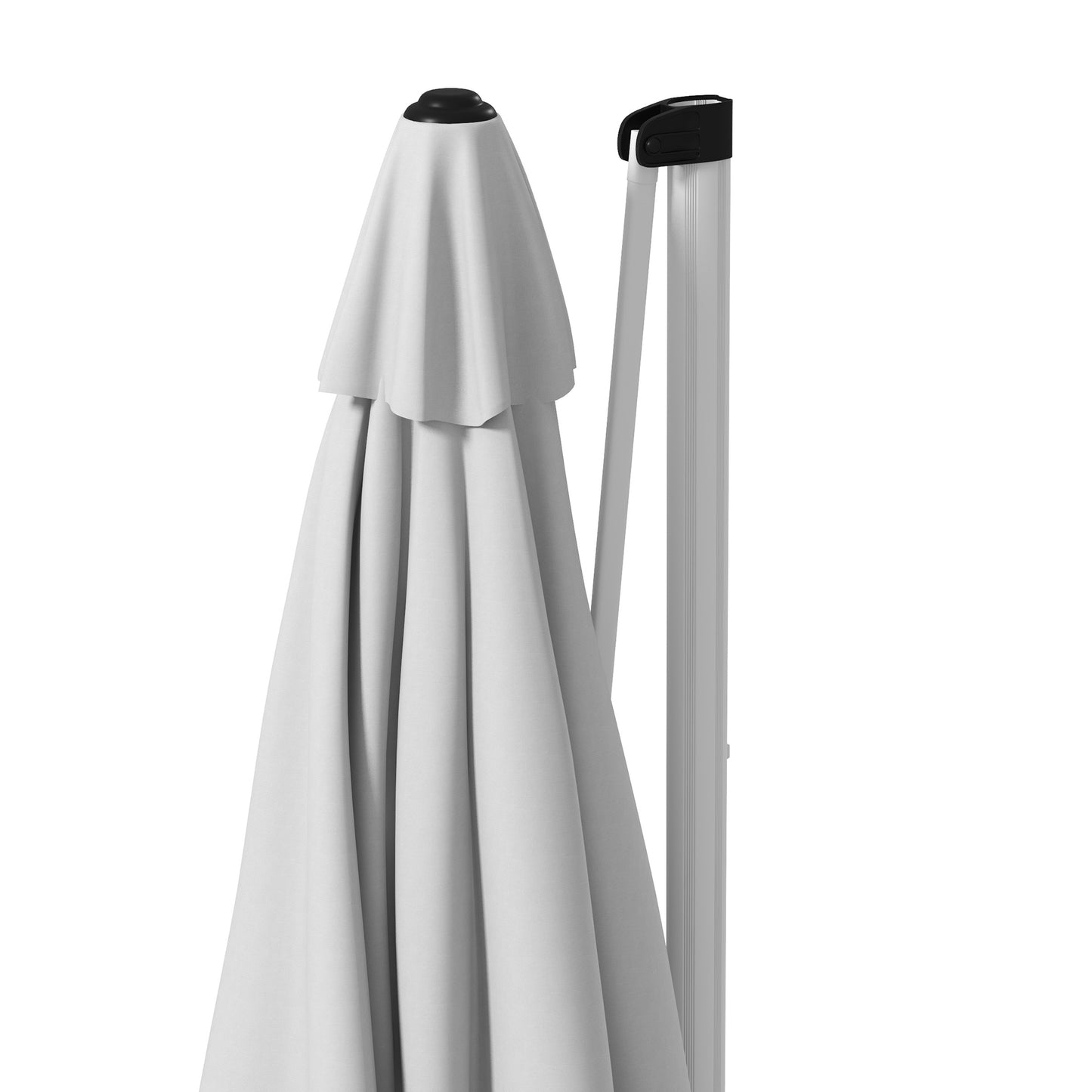 Outsunny 3 x 3(m) Square Cantilever Parasol with Cross Base, Crank Handle, Tilt, 360° Rotation and Aluminium Frame, White