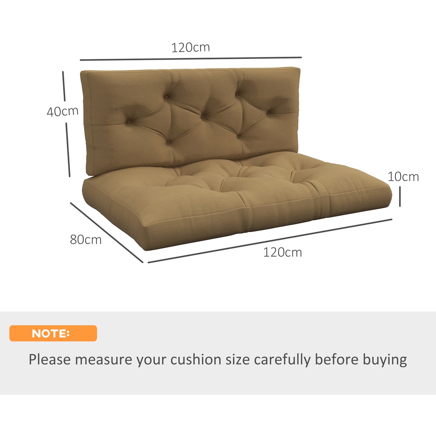 Outsunny 4-Piece Pallet Seat Cushions Back Pillows Replacement, Patio Chair Cushions Set for Indoor Outdoor, Beige