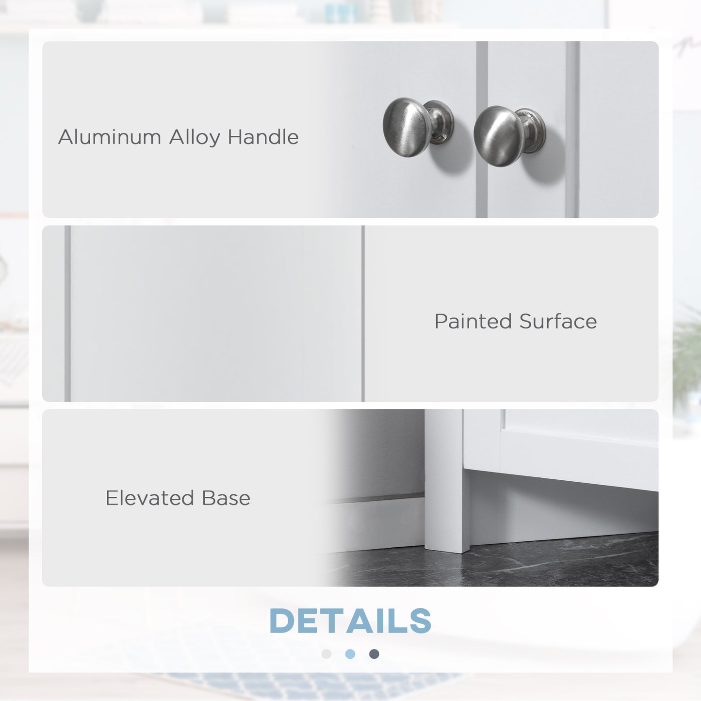 Kleankin Triangle Bathroom Cabinet, Corner Bathroom Storage Unit with Cupboard and 3-Tier Shelves, Free Standing, White