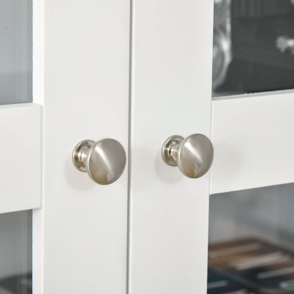 Modern Bookcase with Doors, Display Storage Cabinet with Adjustable Shelves for Living Room, Study, Office, White