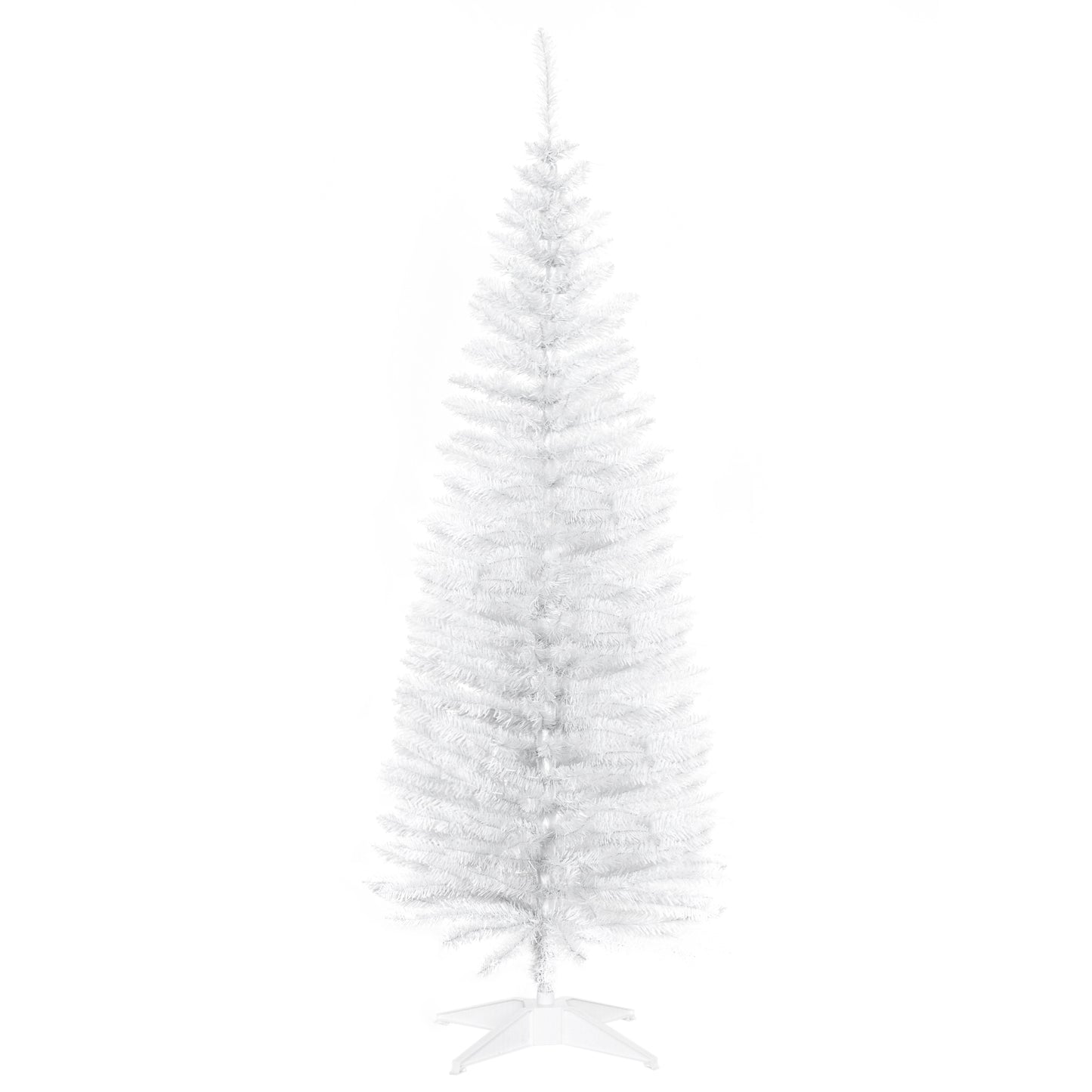 5FT Artificial Pine Pencil Slim Tall Christmas Tree with Branch Tips Xmas Holiday Décor with Stand White