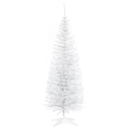 5FT Artificial Pine Pencil Slim Tall Christmas Tree with Branch Tips Xmas Holiday Décor with Stand White