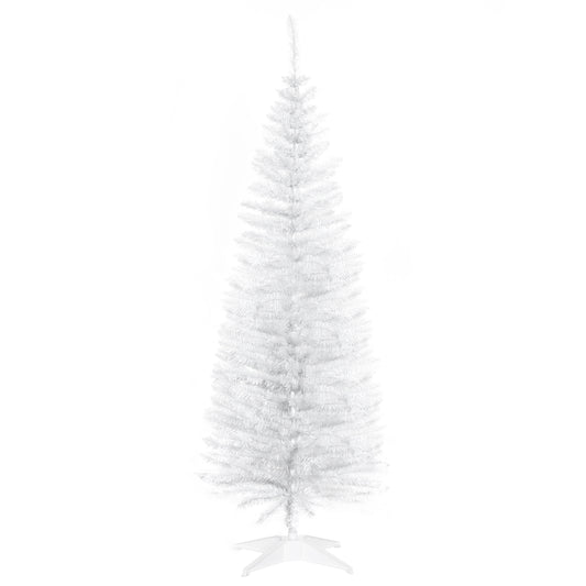 5FT Artificial Pine Pencil Slim Tall Christmas Tree with Branch Tips Xmas Holiday Décor with Stand White