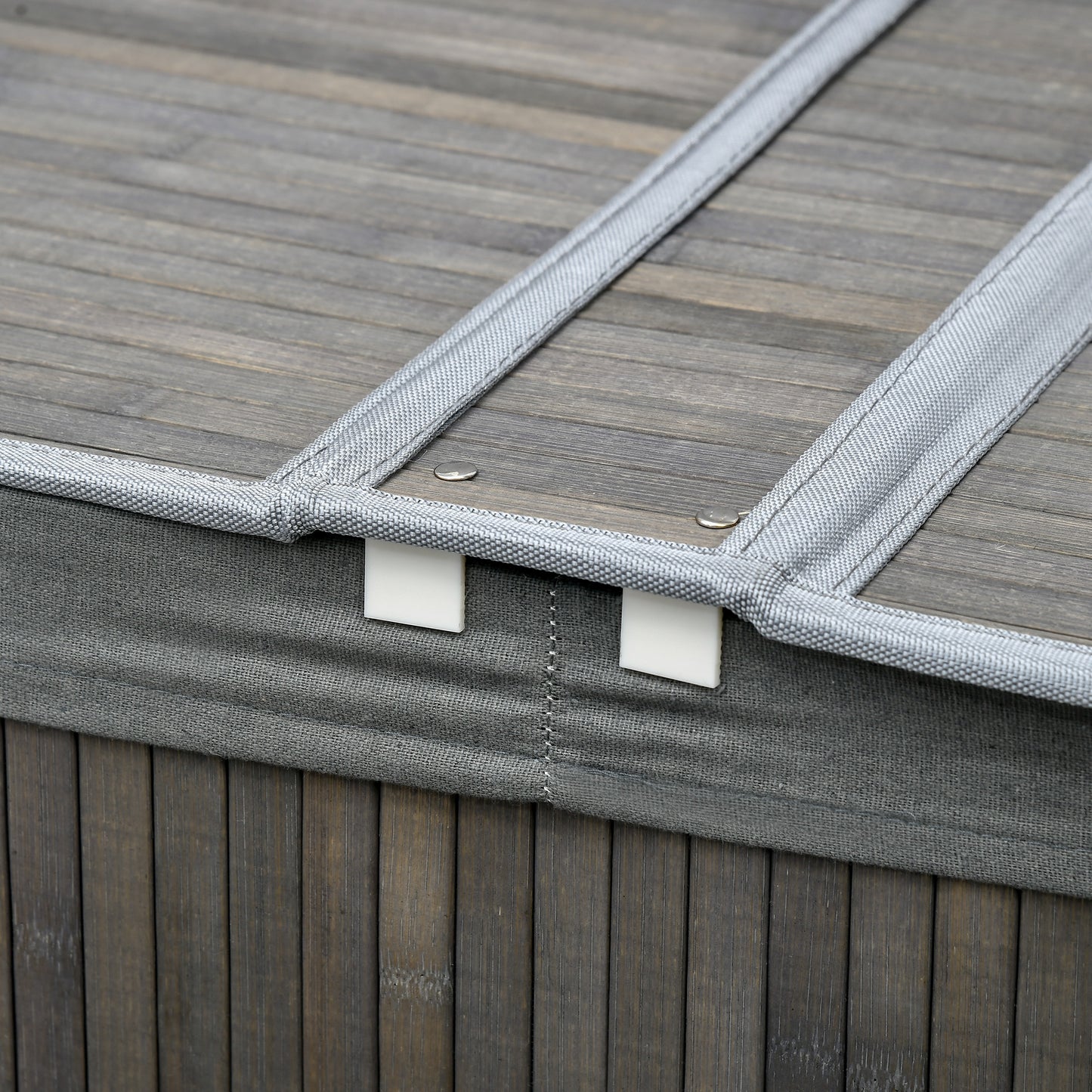 Bamboo Laundry Basket with Lid, 100 Litres Laundry Hamper with 2 Sections, Removable Washable Lining, Washing Baskets, 62.5 x 37 x 60.5cm, Grey