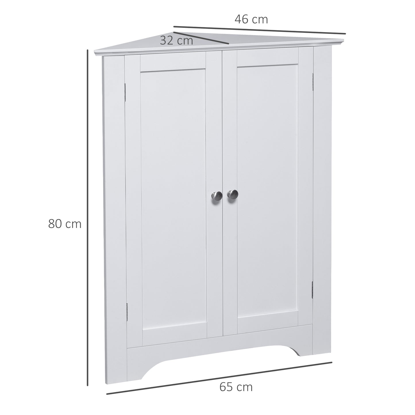 Kleankin Triangle Bathroom Cabinet, Corner Bathroom Storage Unit with Adjustable Shelf and Recessed Door, Free Standing, White