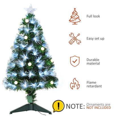 3ft White Pre Lit Christmas Tree With 90 LEDs Star Topper Tri-Base Full Bodied Pre-Lit For Home