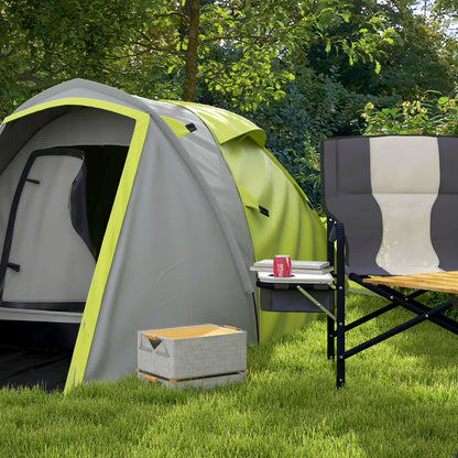 Outsunny 2-3 Man Camping Tent with 2 Rooms, 2000mm Waterproof Family Tent, Portable with Bag for Fishing Hiking Festival, Yellow