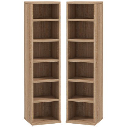 CD Media Display Shelf Unit Tower Rack with Adjustable Shelves, Set of 2