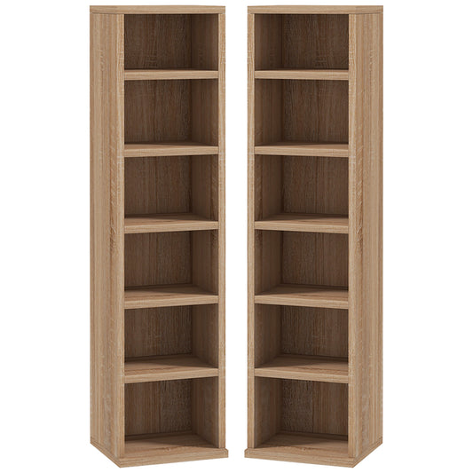 CD Media Display Shelf Unit Tower Rack with Adjustable Shelves, Set of 2