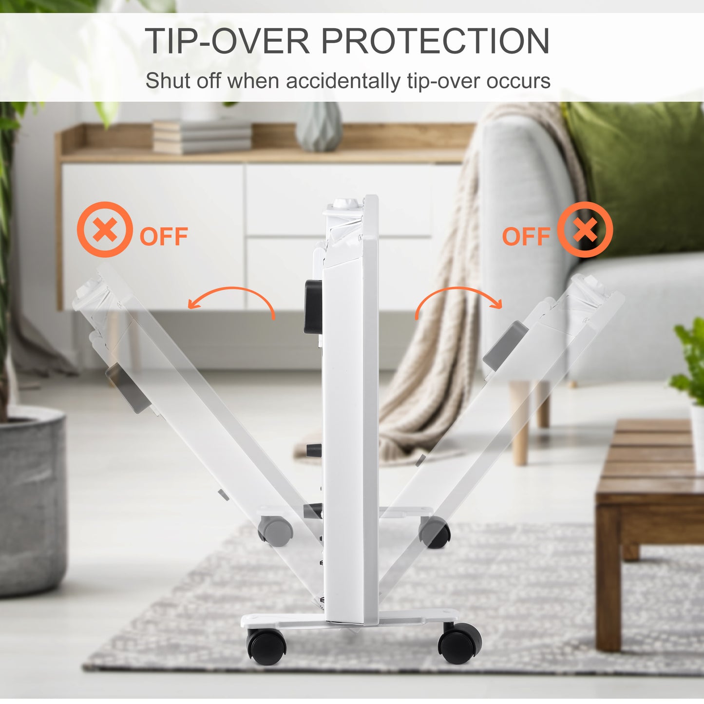 Convector Radiator Heater Freestanding or Wall-mounted Portable Electric Heating with 2 Heat Settings, Adjustable Thermostat